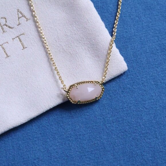 Kendra Scott Elisa Necklace Rose Quartz Gold - Picture 2 of 2